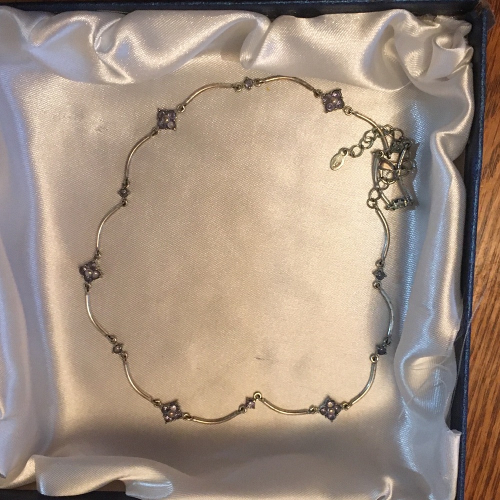 Silver and lavender crystal choker